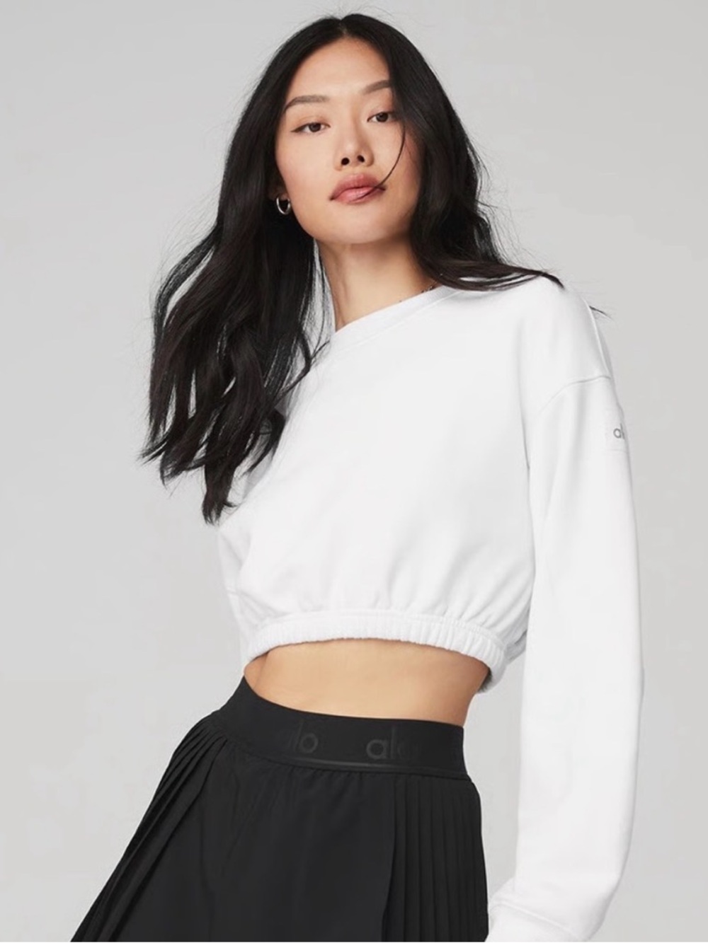 ALO Yoga White DEVOTION CREW NECK PULLOVER